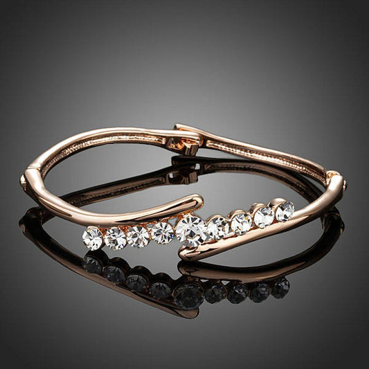 Twist Design Crystal Bangle - KHAISTA Fashion Jewellery