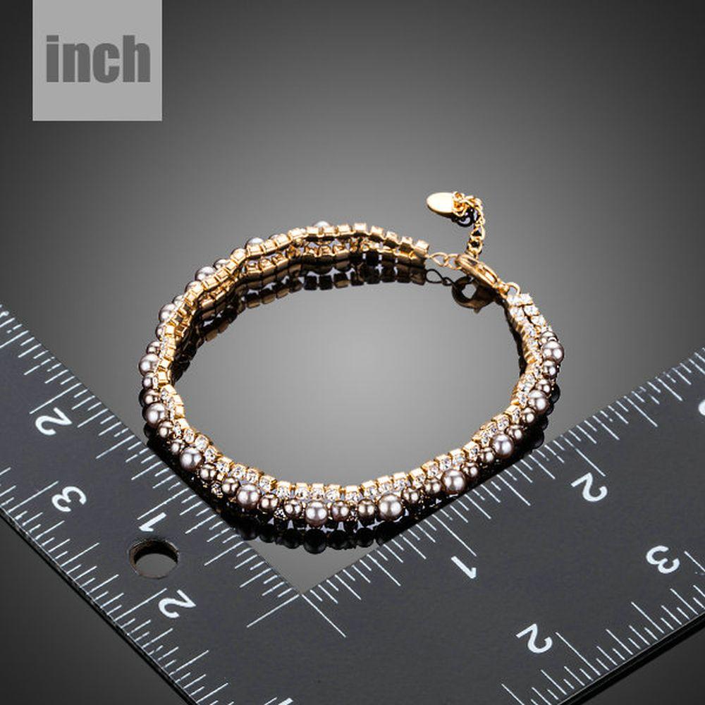 Two Rows Micro CZ Stones With Beads Bracelet - KHAISTA Fashion Jewellery