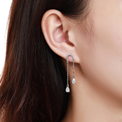 U Shape Pear Cut Earrings -KPE0367 - KHAISTA Fashion Jewellery