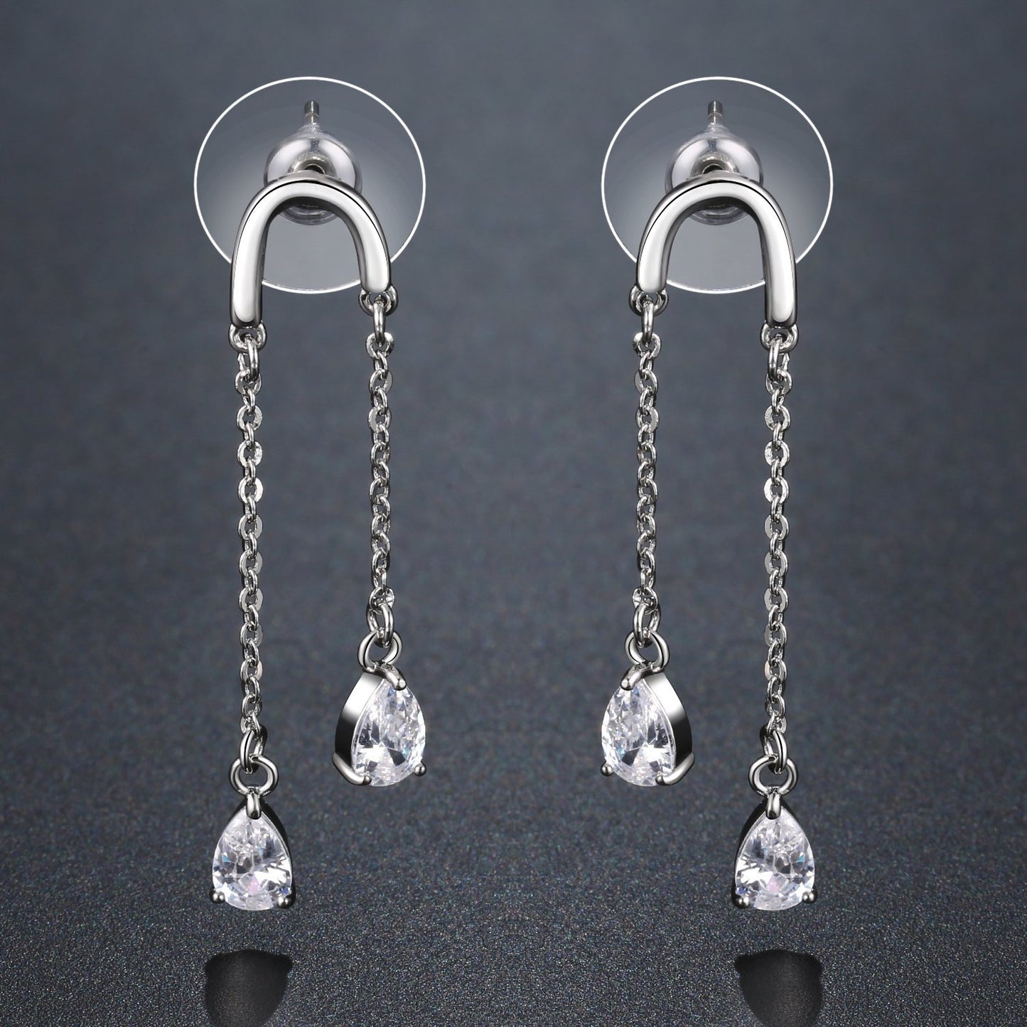 U Shape Pear Cut Earrings -KPE0367 - KHAISTA Fashion Jewellery