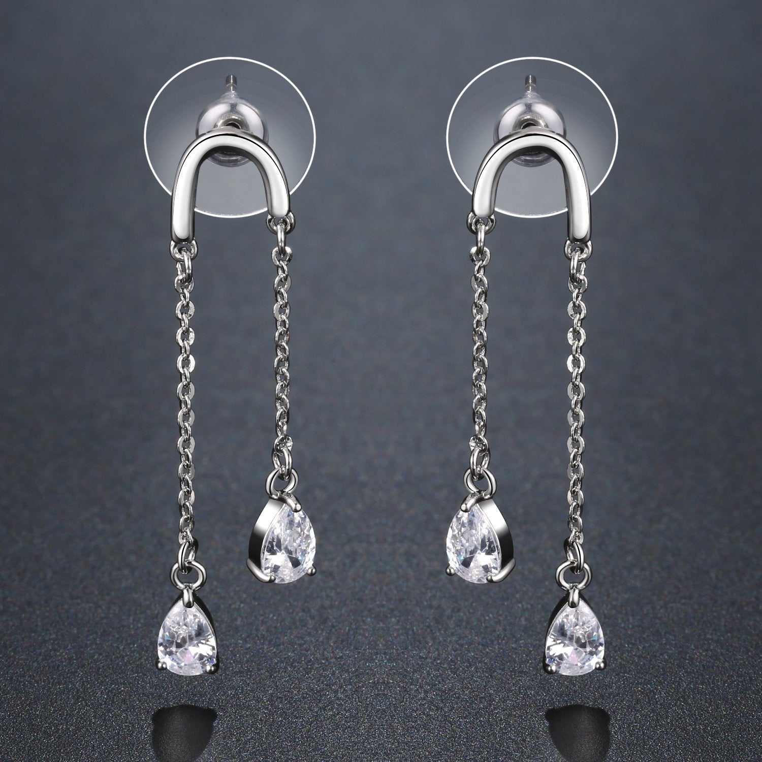 U Shape Pear Cut Earrings -KPE0367 - KHAISTA Fashion Jewellery