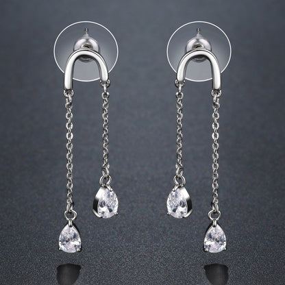 U Shape Pear Cut Earrings -KPE0367 - KHAISTA Fashion Jewellery