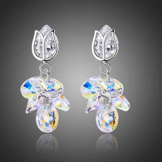 Water Drop Lotus Earrings -KPE0335 - KHAISTA Fashion Jewellery