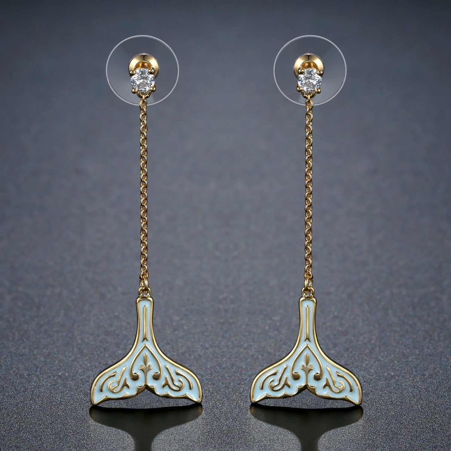 Whale Fluke Drop Earrings -KPE0395 - KHAISTA Fashion Jewellery