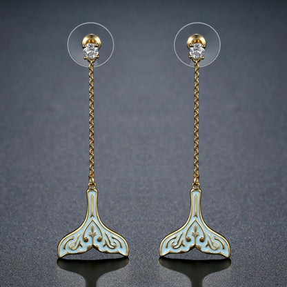 Whale Fluke Drop Earrings -KPE0395 - KHAISTA Fashion Jewellery