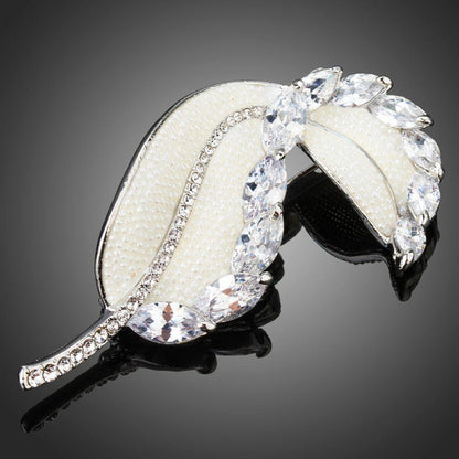 White Banana Leaves Pin Brooch - KHAISTA Fashion Jewellery