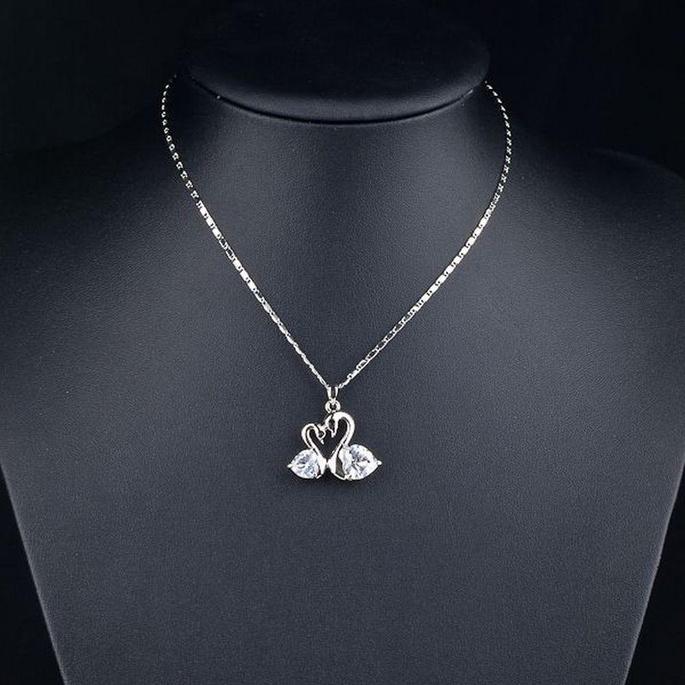 White Gold Goose Necklace -KJN0004 - KHAISTA