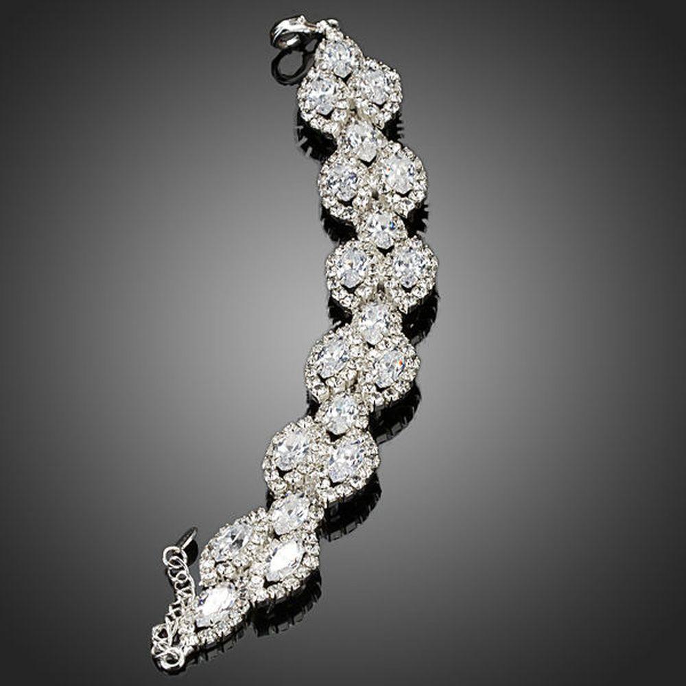 White Gold Plated Cubic Zirconia Tennis Bracelet - KHAISTA Fashion Jewellery