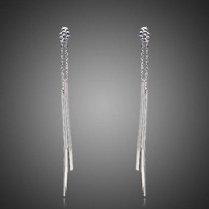 White Gold Stellux Austrian Crystal Drop Earrings -KPE0012 - KHAISTA Fashion Jewellery