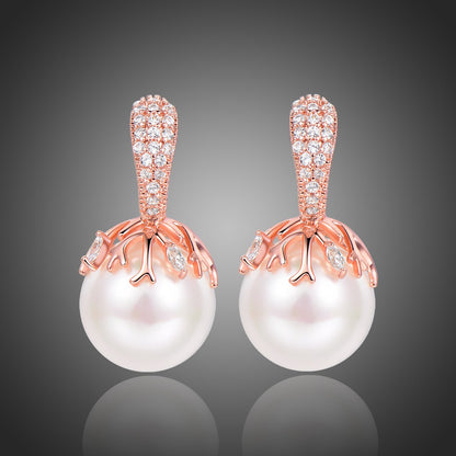 White Pearl Stud Earrings -KPE0359 - KHAISTA Fashion Jewellery