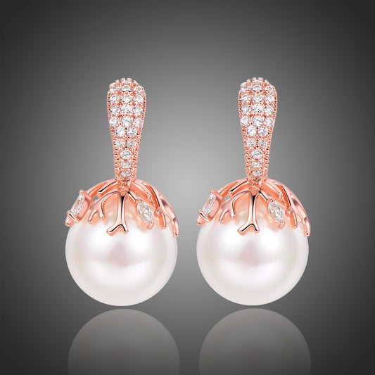 White Pearl Stud Earrings -KPE0359 - KHAISTA Fashion Jewellery