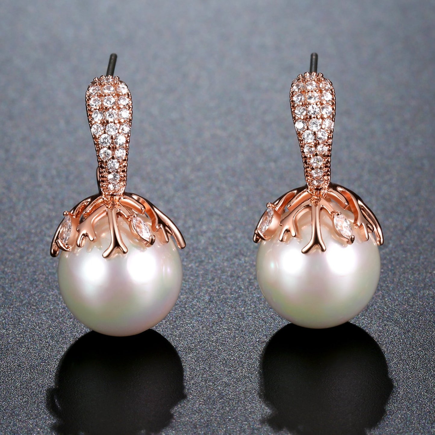 White Pearl Stud Earrings -KPE0359 - KHAISTA Fashion Jewellery