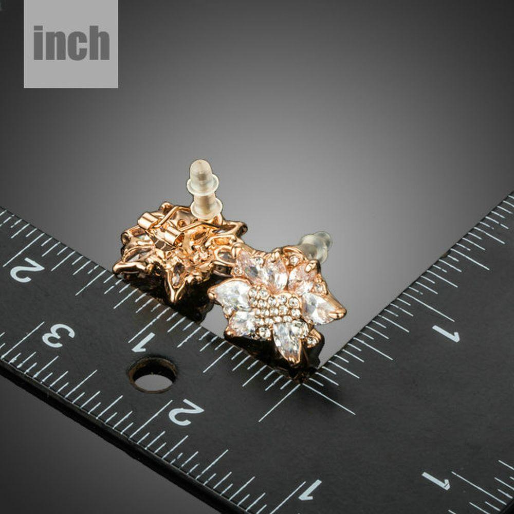 White Rose Cubic Zirconia Stud Earrings - KHAISTA Fashion Jewellery